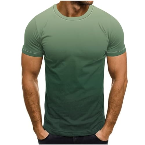 KOG T-Shirts für Herren Sommer Tshirt Kurzarm T Shirts Tie-Dye Muster Oberteil Fashion Baumwolle Shirts Amazon Warehouse Deal Junge Tshirts Bequemes Top Mode Shirt Warehouse Deal Grün 3XL