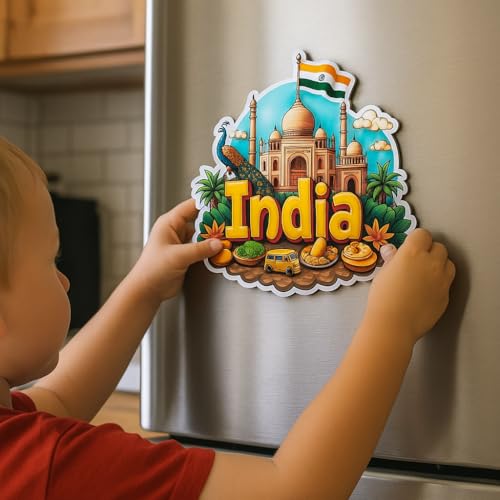 Image of Naxon India Fridge Magnet Souvenir | Decorative Kitchen & Home Decor | Travel Collectible Gift | Indian Culture Souvenir for Friends & Family | Strong Magnetic Fridge Sticker | Pack of 1