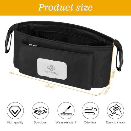 Miniatura 2 de Vicloon Bolsa Organizadora Para Cochecito, Bolso Carro Bebé Universal, Bolso Carro Bebé Con Sangle Réglable, Gran Espacio Bolsa Organizadora Para Cochecito Para Pañales Y Juguetes - Negro