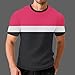 Mens Striped Waffle Knit Shirts Short Sleeve T-Shirts Comfy Business Shirt Fashion Casual Top Tee Hot Pink
