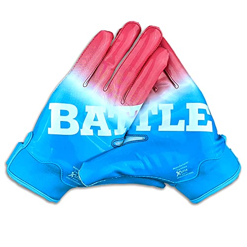 Battle Wide Receiver Gloves, Gradient Red, White & Blue, Adult Medium