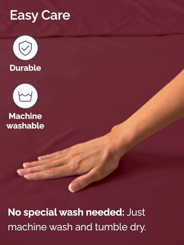 Image of Extra Deep Full Fitted Sheet - Single Fitted Sheet Only - Burgundy | Easily Fits 18 inch to 24 inch Mattress, Soft, Wrinkle Free, Breathable & Comfy, Extra Deep Pockets Hotel Luxury Fitted Sheet