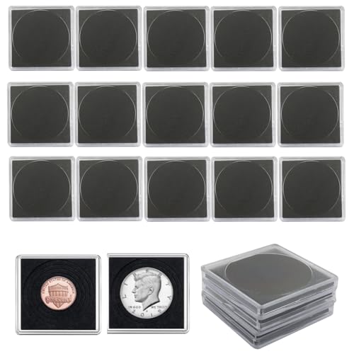 40 Estuches Acrílicos Ajustables Transparente para Monedas miniatura 1