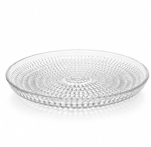 Sunburst Fan Embossed Glass Quarter Plates Set of 6 | 14.5 cm Crystal-Cut Design Plates with Radial Textured Rim | Snack,Dessert & Starter Plates | Dishwasher Safe | For Dining Table,Parties & Gifting-image-5