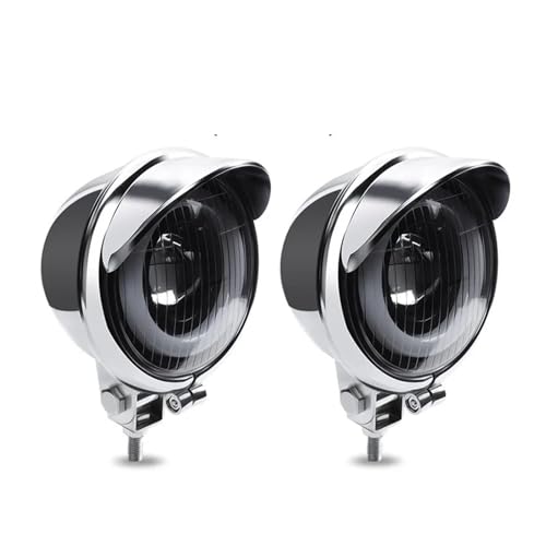 Fanale Anteriore Fari Anteriori Per Moto Per Suzuki Custom Bike Faretto Bianco Con Interruttore Lampada Ausiliaria Per Faro LED Per Moto 12V Angel Eye(2pc Chrome)