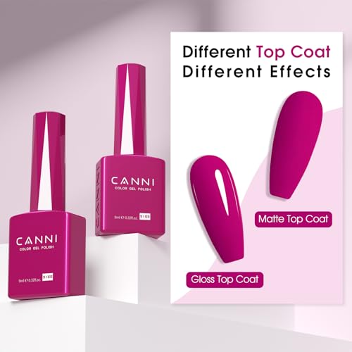 Image of CANNI 9ml Dark Hot Pink Gel Nail Polish, High Gloss UV LED Soak Off Gel