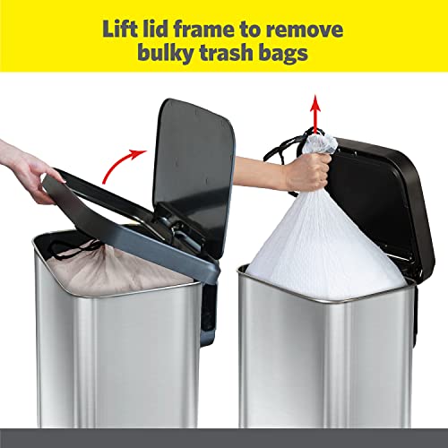 Glad Gld-74506 Stainless Steel Step Trash Can With Clorox Odor Protection | Large Metal Kitchen Garbage Bin With Soft Close Lid, Foot Pedal And Waste Bag Roll Holder, 13 Gallon, Stainless #TOP3