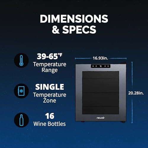 image for Newair 16 Bottle Wine Cooler Refrigerator | Shadow Series | Freestandi