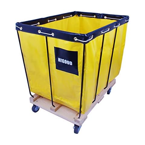 HIGOOD Basket Trucks,Service Carts Yellow 12 Bushel Knock Down Truck,Carts, 15.0 cu. ft, 600 lb, 36" L X 26" W X 34" H Capacity Cover