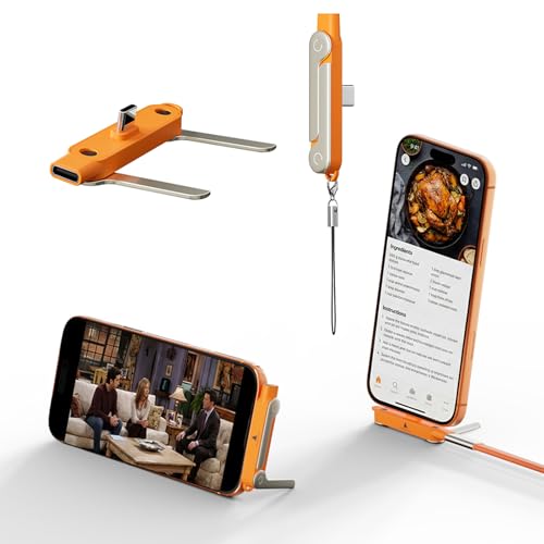 Growalleter Unsichtbares Halter-Ladekabel mit Ständer 240-W-Multi-Ladekabel 4-in-1-Schnellladung USB-C-Kabel mit faltbarer Halterung für Telefon-Laptop Flüssigsilikon-Flachdraht 1 5 m (OG Stand)