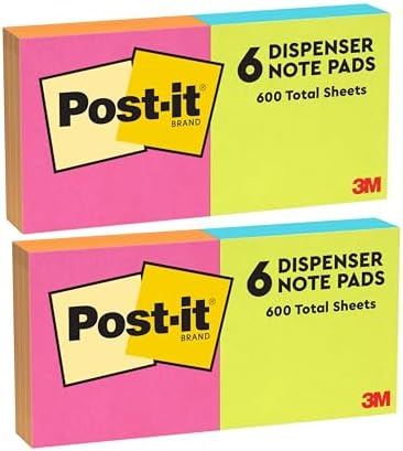 Post-it Pop-up Notes, 2 Pack (12 Pads, 1200 Sheets Total), 3 in x 3 in, Poptimistic Collection Dispenser Refill Notes for Desks, Quick Reminders and Color-Coded Tasks at Home, School and Office image 3