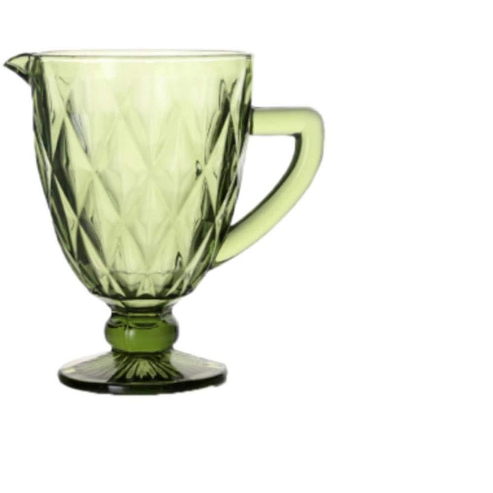 Juego de tetera de agua fría CXK de vidrio verde en relieve para servir leche y jugo en casa