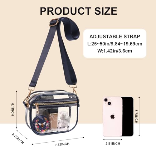 Image of Fibrdoo Clear Bag Stadium Approved, Leather Clear Crossbody Purse Bag for Concerts Sports Events Festivals