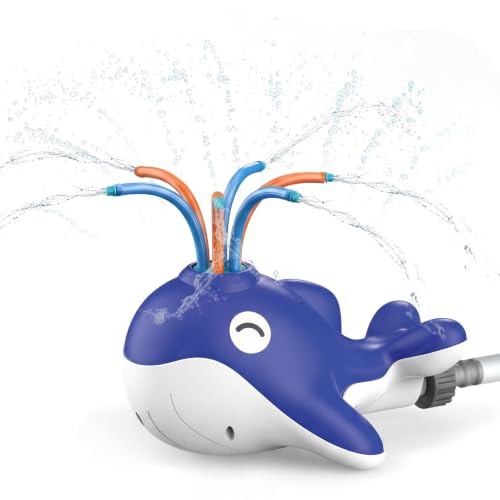 Aspersor de agua para niños con forma de ballena y 6 mangueras de jardín