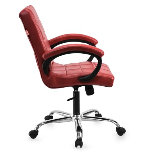 Image of GOYALSON Comfortable Revolving Office Chair Adjustable Swivel Chair with Padded Seat & Backrest for Home Office (1, Red, Standard)