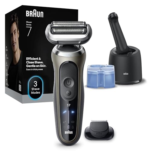 Braun Series 7 Elektrorasierer Herren, Rasierapparat mit 60 Min. Akkulaufzeit, 4in1 SmartCare Reinigungsstation, +1 Aufsatz, Kabelloser Nass- und Trockenrasierer, Wasserdicht, 72-C7200cc, Gold Braun Series 7 Elektrorasierer Herren, Rasierapparat mit 60 Min. Akkulaufzeit, 4in1 SmartCare Reinigungsstation, +1 Aufsatz, Kabelloser Nass- und Trockenrasierer, Wasserdicht, 72-C7200cc, Gold