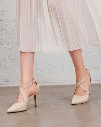 Image of Womens Pumps High Heels Pointed Toe Crossed Strap D'Orsay Zip up Stilettos Party Dress Shoes