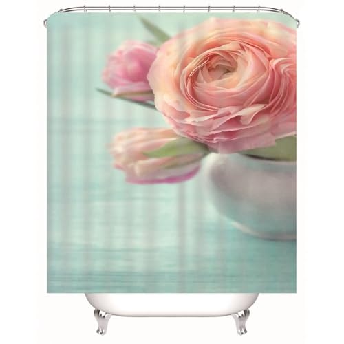 Rideau de douche anti-moisissure en polyester imperméable rose - 2
