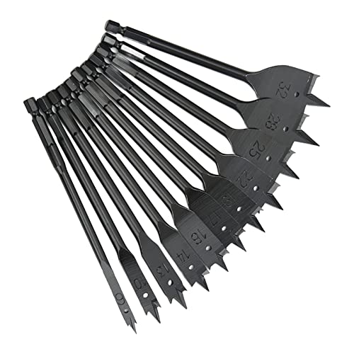 Denash 正確な木版画のための切断スペクトルを備えた高炭素鋼のスペードのビットのヘックスシャンクフラットドリル片、11pcs