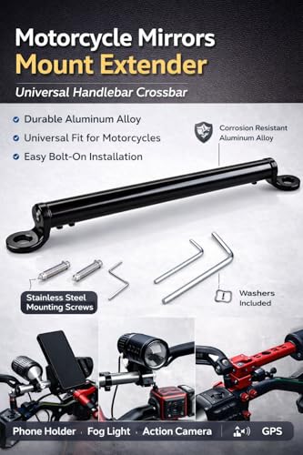 Image of Universal Motorcycle Handlebar Brace Rod | CNC Aluminum Cross Bar with Mount Clamp | Bike Handle Stabilizer Support Bar | Black Finish