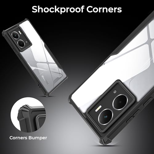 Image of A rtistque Clear Hard Transparent Acrylic Armor Anti-Drop Shockproof TPU Edge Back Cover Case for Realme P3 5G - Black