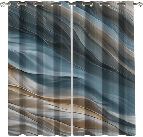 Rideau occultant salon 183x214 cm | Rideau thermique isolant phonique à oeillets 3D - 2