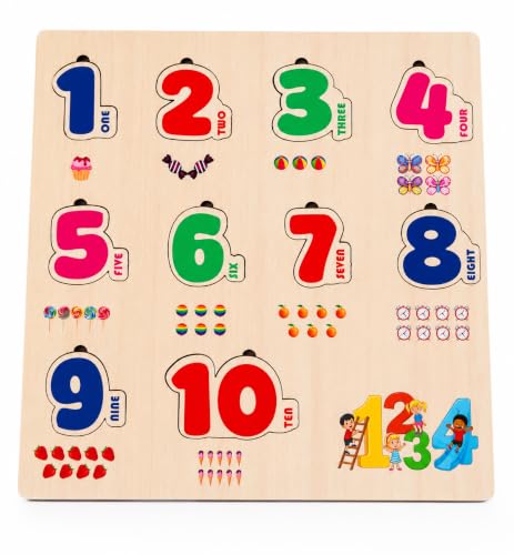 Image of Wooden Name Puzzle for Toddlers 2+ Years | Montessori Letter Matching & Name Recognition Learning Toy | Alphabet Educational Puzzle for Preschool Boys & Girls (Numbers)