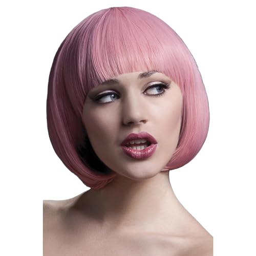 Perruque rose pastel Mia pour changer de tête sans coloration pour Halloween