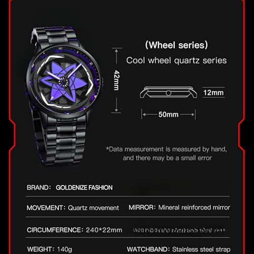Image of Branded Men's Sport Quartz Watch Ninja Wheel Dial 360 Rotating Casual Fashion Stainless Steel Alloy Mens & Boy's Luxury Metal Gift Creative Watch