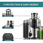 Juicer Machines, Juilist 3" Wide Mouth Juicer Extractor Max Power 800W, for Vegetable and Fruit with 3-Speed Setting, 400W Motor, Easy to Clean - Image 5