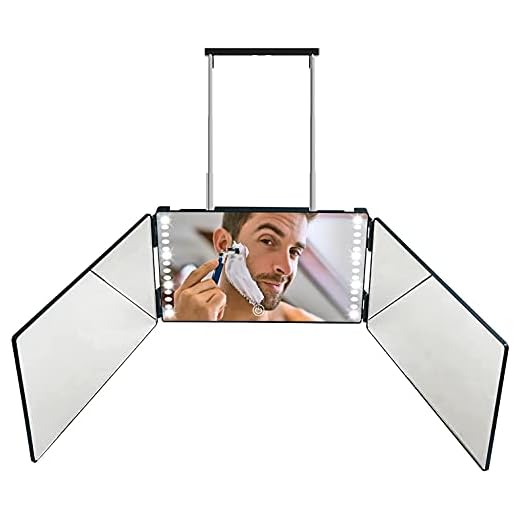 XIAOJUN Sminkspegel 3-vägs, Triptych spegel med fästen justerbar höjd för smink, spegel inga blinda fläckar 360° spegel för egen hårklippning och styling