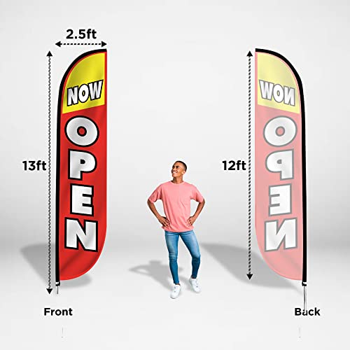 image for LookOurWay Feather Flag Set - 12 Feet Tall Advertising Flag Banner wit