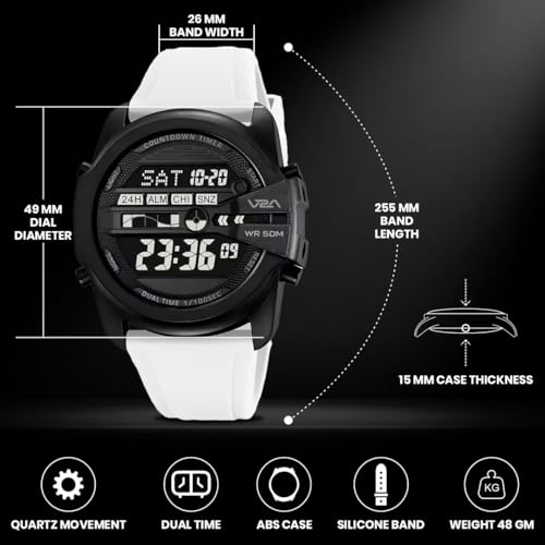 Image of V2A DIGITRON-TERRAX 2942 Digital Watch for Men | Industrial Shield Design with Oversized Digital Display | Urban Sports Everyday Watch with Countdown Timer, Alarm & 50M Water Resistance