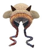 Winter Warm Plush Faux Fur Knitted Animal Hat Cozy Cute Horns Sheep Ears Beanie Cap Ear Flap Thick Lining Crochet Hats 2025 Khaki