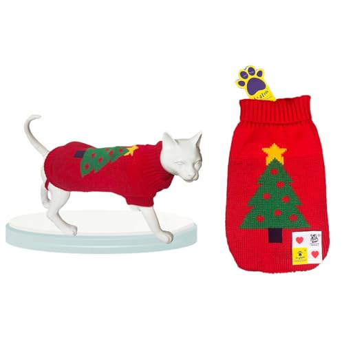 Image of A+a Pets' Cozy Knitted Flannel Sweater - Soft, Warm, Comfortable Fleece, Cold Weather Clothes for Dogs and Cats (Bur-Berry, L)