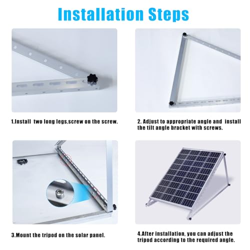 KCUT 2 Sets 41" Adjustable Solar Panel Mount, Solar Panel Tilt Mount Bracket Ground Mount with Foldable Tilt Legs, Fit for 180 200 400 600 Watt Solar Panel RV, Homes Roof, Boat and Off-Grid System by KCUT - Image 5