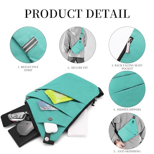 Image of Anti Theft Crossbody Bag,Sling Bag for Women Men,Multi-pocket Chest Shoulder Bag for Travel, Sport, Work