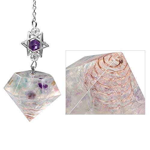Yatming Faceted Resin With Fluorite Stone Pendulum For Divination Dowsing, Healing Crystal Chip Stones Pendant With Chain #TOP4