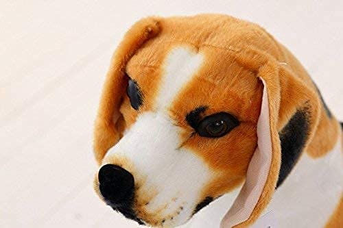 Image of Laying Jawar Beagle Dog Soft Stuffed Plush Animal Toy for Kids Boys and Girls Birthday Gifts (Color: White and Brown) (42cm)