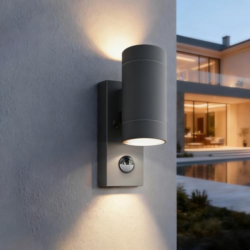 EBION Outdoor Wall Lights with Motion Sensor Mains Powered Up&Down 1 Pack