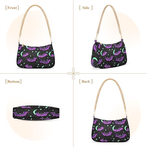 Magic Bats Shoulder Bag for Women, Handbag with Chain Strap, Soft Purse Tote Bag for Ladies3