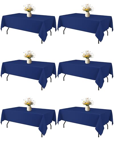 Image of Niuara Navy Blue Polyester Table Cloth, 6 Pack, 60 x 84 in