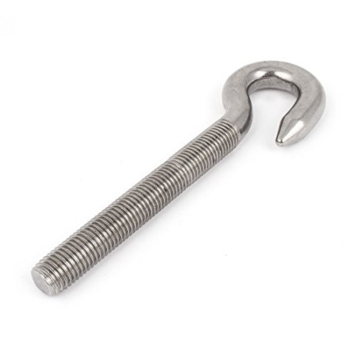 Aexit Silver Tone Tool Sets Stainless Steel 20mm Threaded Shank Hoist Lifting Hook -Free Tool Sets 22cm Length