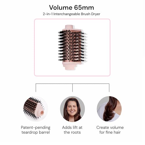 L'ANGE HAIR Multi-Volume Dryer Brush Attachment | Titanium Blow Dryer Brush Barrel for Volumizing & Styling | Tool Sold Separately | Attachment - Black - Teardrop 65mm - image 3
