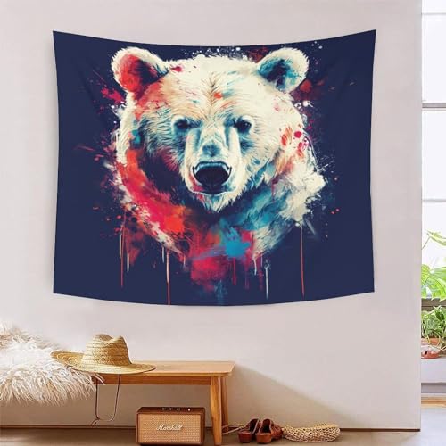 Tapiz de pared oso polar 3D textil para decoración de recámara y hogar