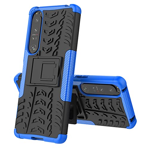 SEAHAI Case for Sony Xperia 1 IV, Heavy Duty Hard Tough Detachable Dual Layer Hybrid Shockproof Cover, with Foldable Hidden Form Bracket - Blue