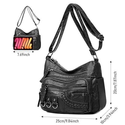 Image of WITERY Crossboby Bag for Women - Soft PU Leather Multi-Pocket Shoulder Bag Handbag with Adjustable Strap