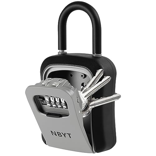 NBYT Portable Combination Lock keybox,For House Keys Key Hiders to Hide a Key Outside,Waterproof Key Safe Storage Lock Box (With Shackle)