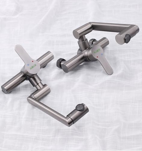 Mitigeur mural eau chaude froide doré | Robinet orientable lavabo