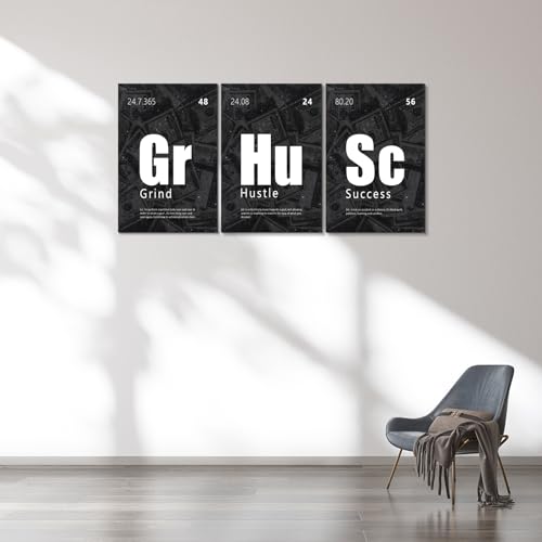 Impression sur toile haute définition avec lettrage moderne Grind Hustle Success - 7